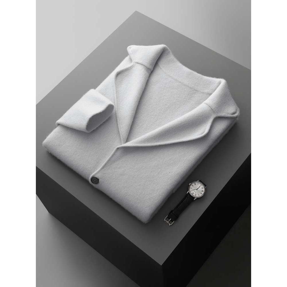 2024 Fashion Suit Autumn Winter 100% Cashmere High Quality Sweater Trousers Men Tops And Pants Two-Pieces Male Knitwear Clothing