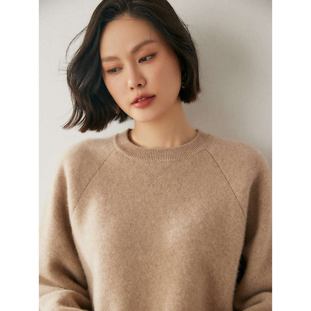 Women 100% Sweater O-Neck Long Sleeve Pullovers Casual Simple Style Cashmere Knitwear Autumn Winter Thick Clothing Tops