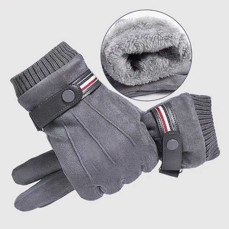 Mens Winter Warm Split Military Finger Gs Outdoor Thick Driving Buckle Skiing Mens Touch Screen Gloves W241026
