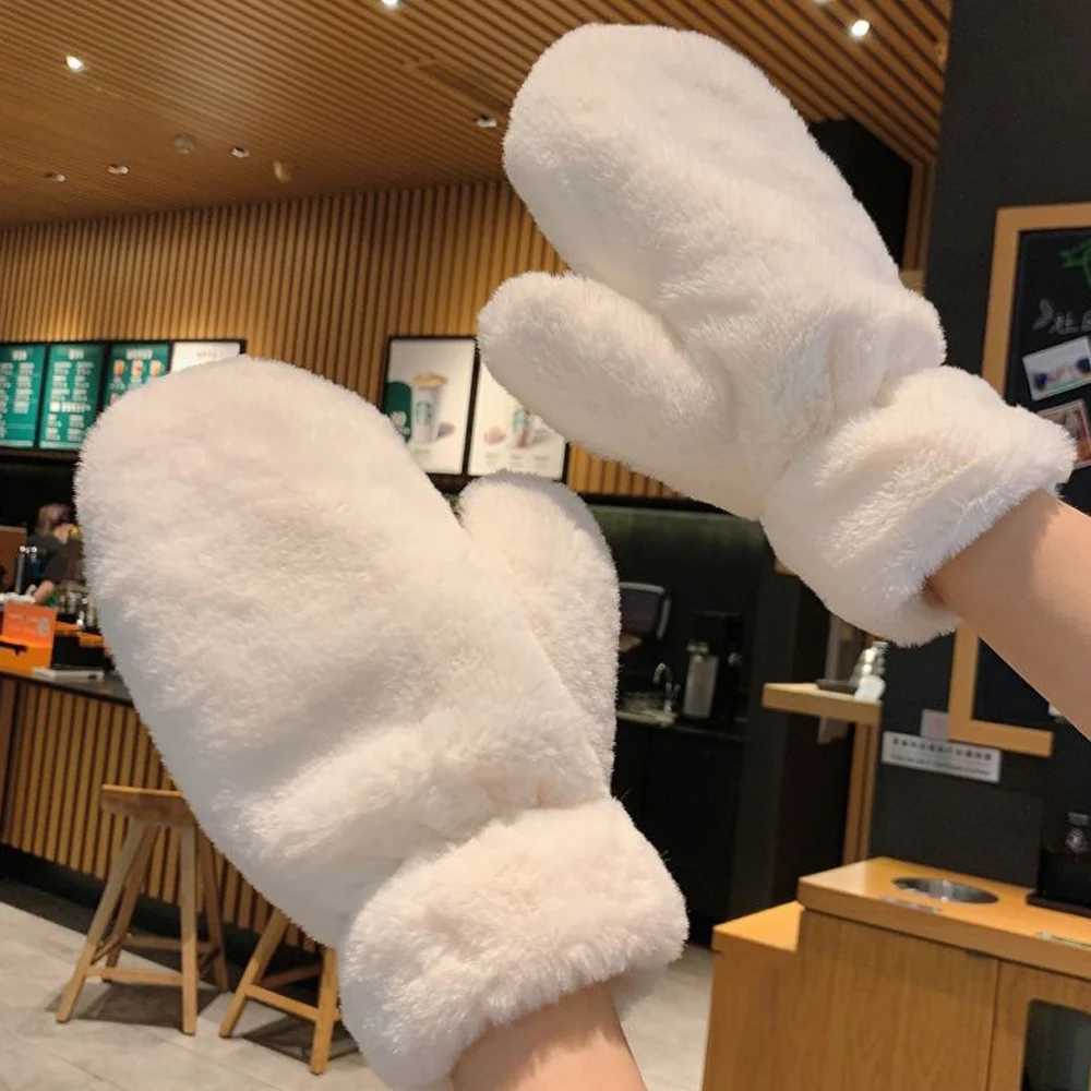 Warm Plush Thick Warm Womens Gs Winter Plus Warm Fluffy Gloves Womens and Childrens Full Fingers Gs Girls Plush Gloves W241026