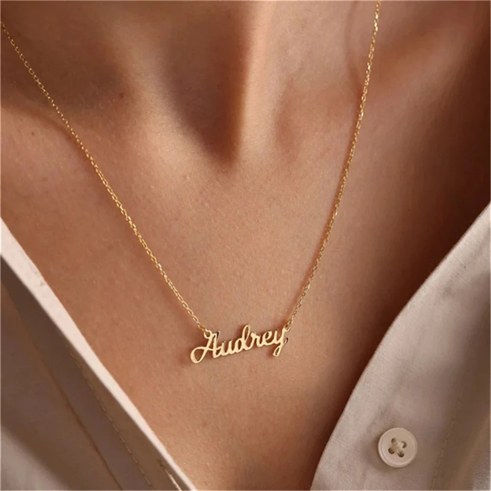 Custom Personalized Name Stainless Steel Gold Choker Nameplate Personalized Name Pendant Letter Necklace Jewelry Gift For Mama 241025