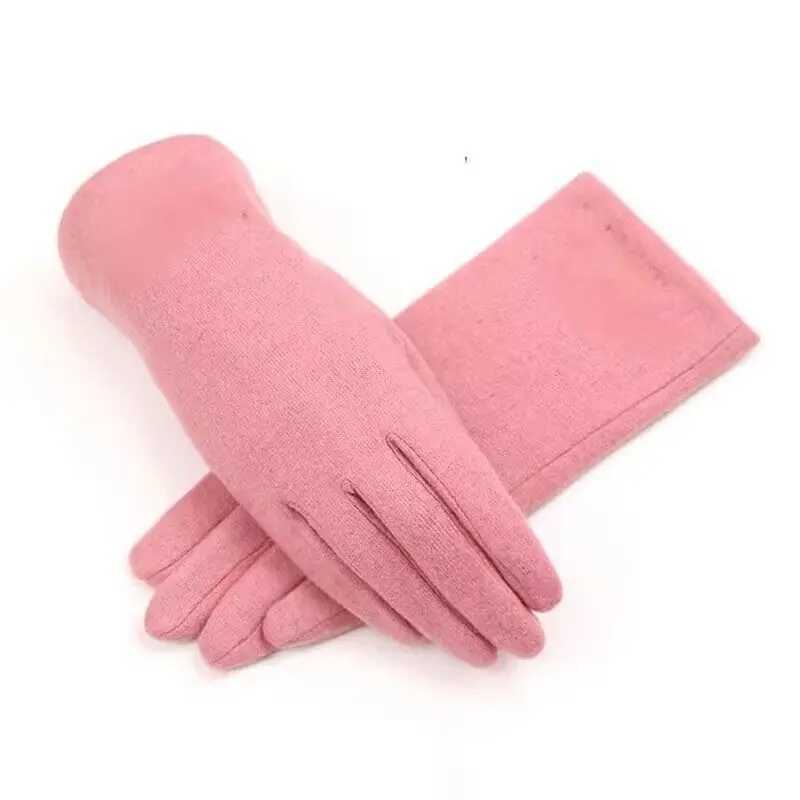 Womens cashmere Gs autumn and winter touch screen outdoor cycling with velvet thick wool full finger driving warm gloves W241026
