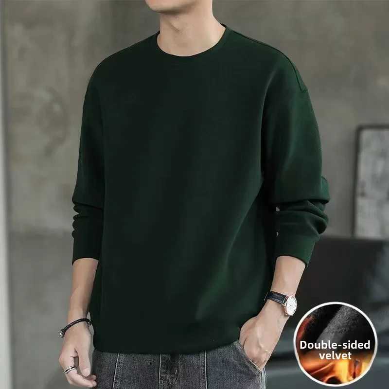 Mens autumn and winter new round neck loose top with warm bottom lining W241026