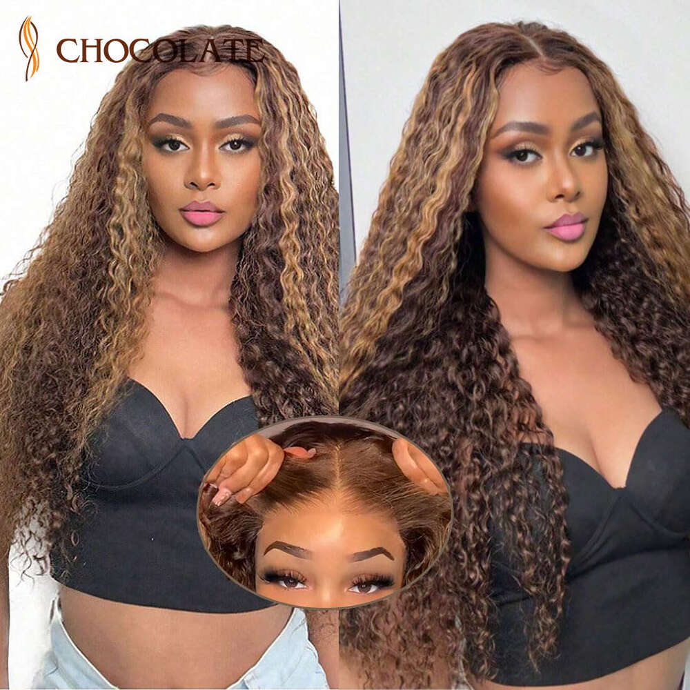 Highlight 13X6 Brazilian 4/27 Ombre Colored Deep Wave Human Hair 13X4 Lace Frontal Wigs