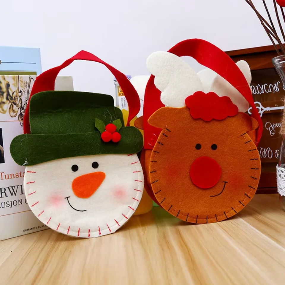 Christmas decorations -woven tote Gift Christmas gift Christmas Santa Sack Tote ren Candy Stocking 241025