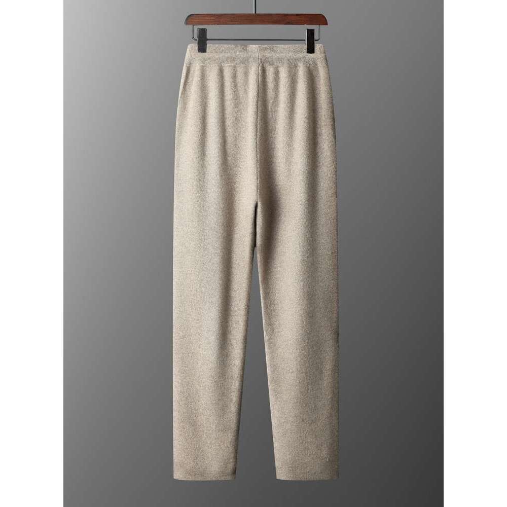 2024 Fashion Suit Autumn Winter 100% Cashmere High Quality Sweater Trousers Men Tops And Pants Two-Pieces Male Knitwear Clothing