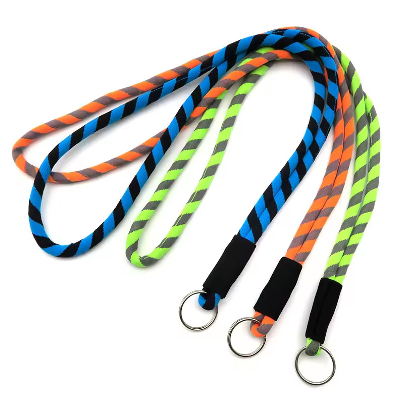 Factory Custom LOGO CrossbodyCustomized Logo Lanyard Rope Woven Logo Round Lanyard Suppliers Elastic Round Rope Lanyard Rope Strap featuring Embossing