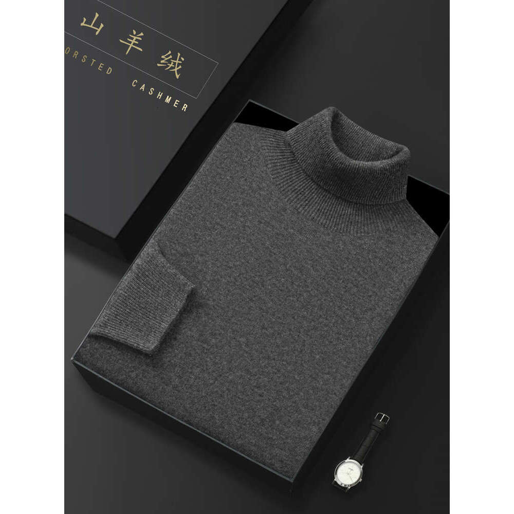Men's Turtleneck 100% Sweater Autumn Winter Basic Long Sleeve Pullover Cashmere Knitwear Soft Warm Comfy Male Clothing