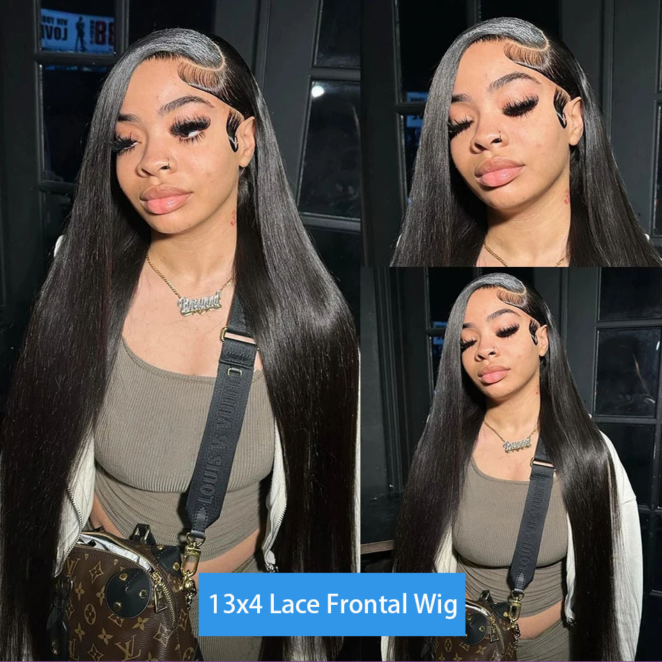 200% 13x4 Bone Straight Front Wigs Human Hair Brazilian Remy Transparent 13x6 HD Lace Frontal 26 28 30 Inch Closure Wig