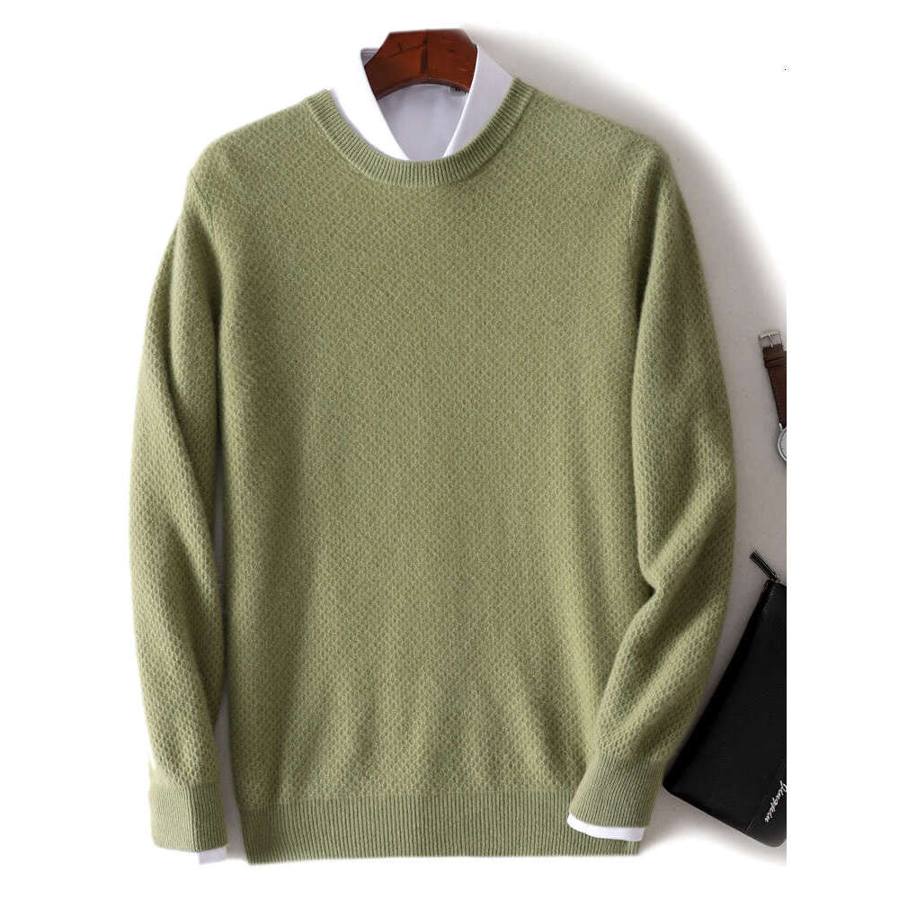 First-E Ready-To-Wear 100% Merino Wool For Men Sweater Autumn Winter Thick New O-Neck Pullovers Loose Knit Shirt Casual Tops