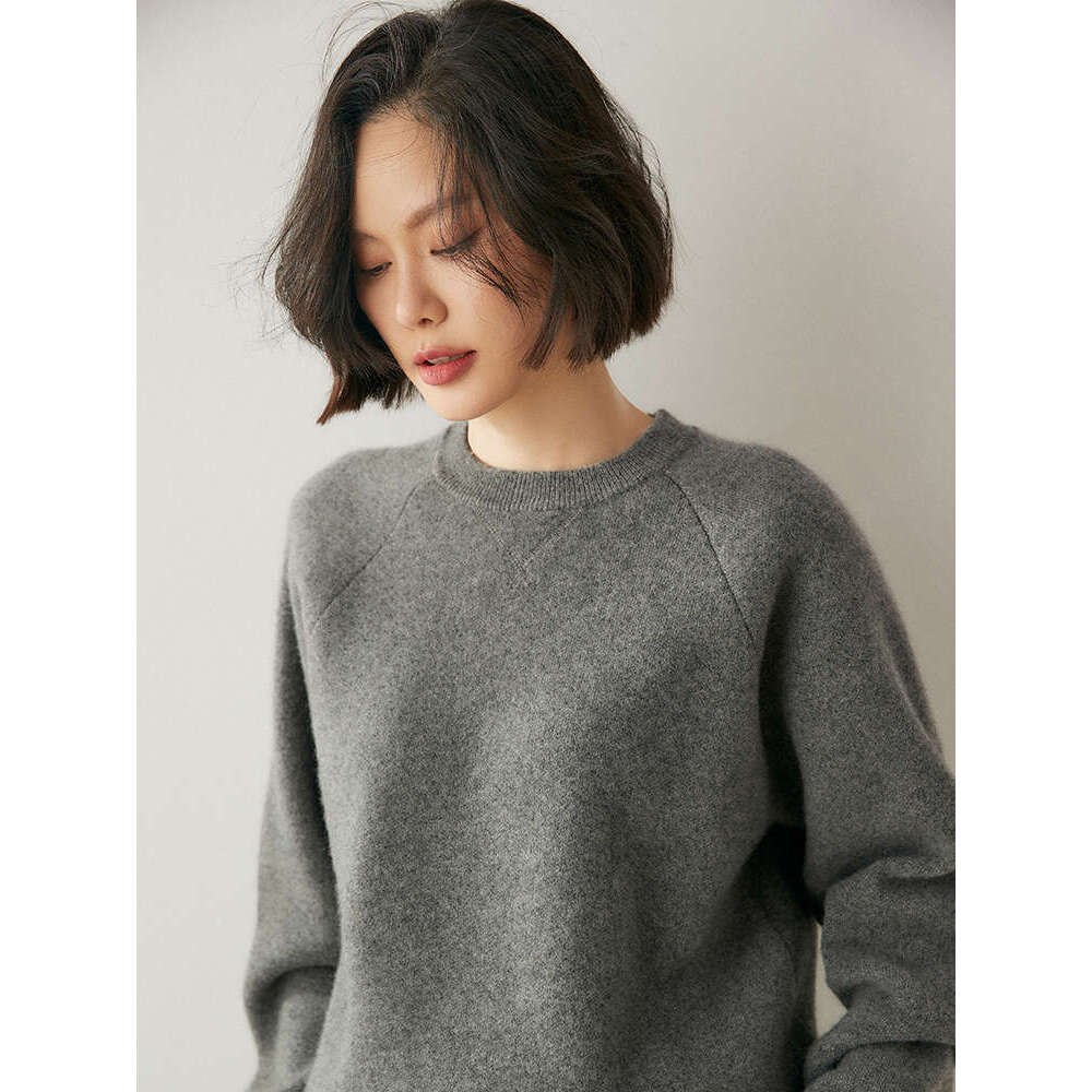 Women 100% Sweater O-Neck Long Sleeve Pullovers Casual Simple Style Cashmere Knitwear Autumn Winter Thick Clothing Tops