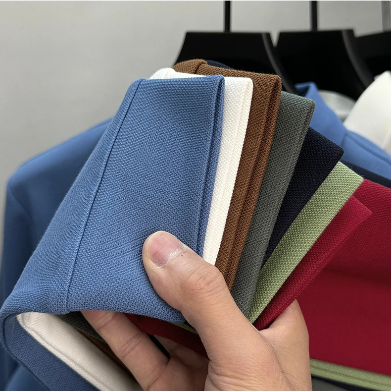 High Quality Polo Shirt Cotton Mens Embroidery Business Casual Autumn Long Sleeve Tshirt Fashion Lapel 241025
