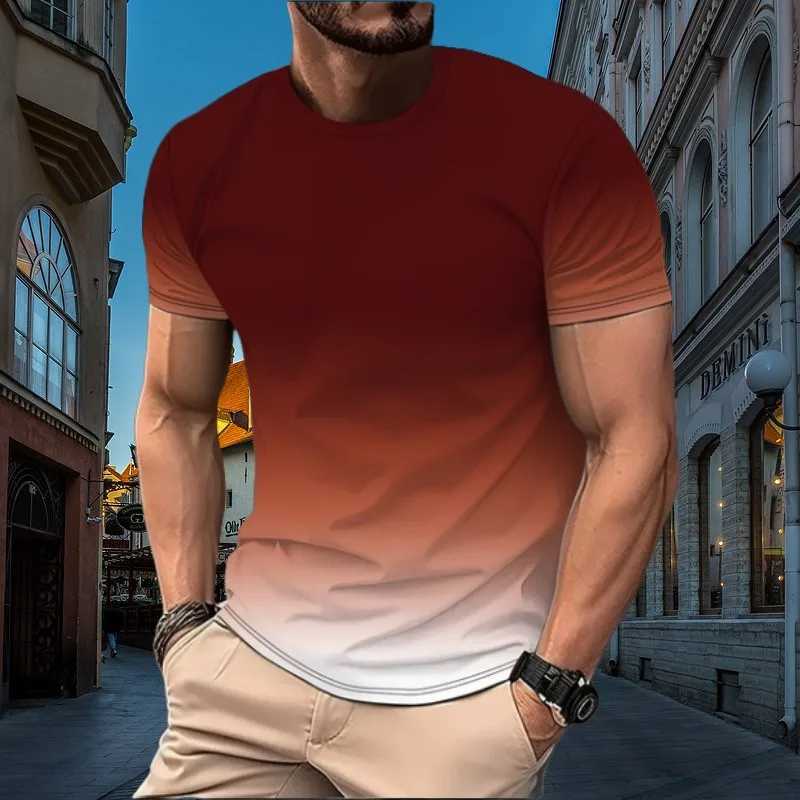 New summer mens graduate student color letter printed T-shirt casual short sleeved O-neck outdoor activity casual quick drying top W241026