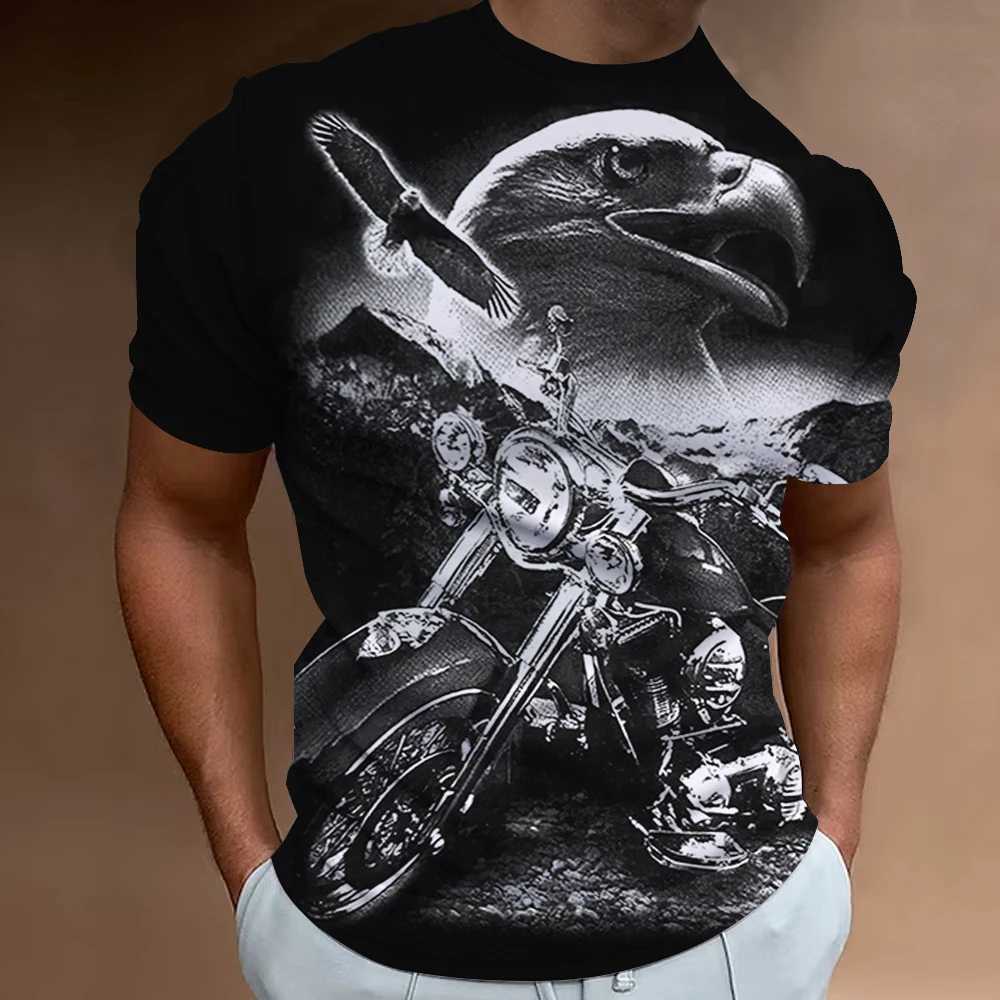 Mens Ts 3D motorcycle printed T-shirt short Slve retro summer mens clothing oversized shirt W241026