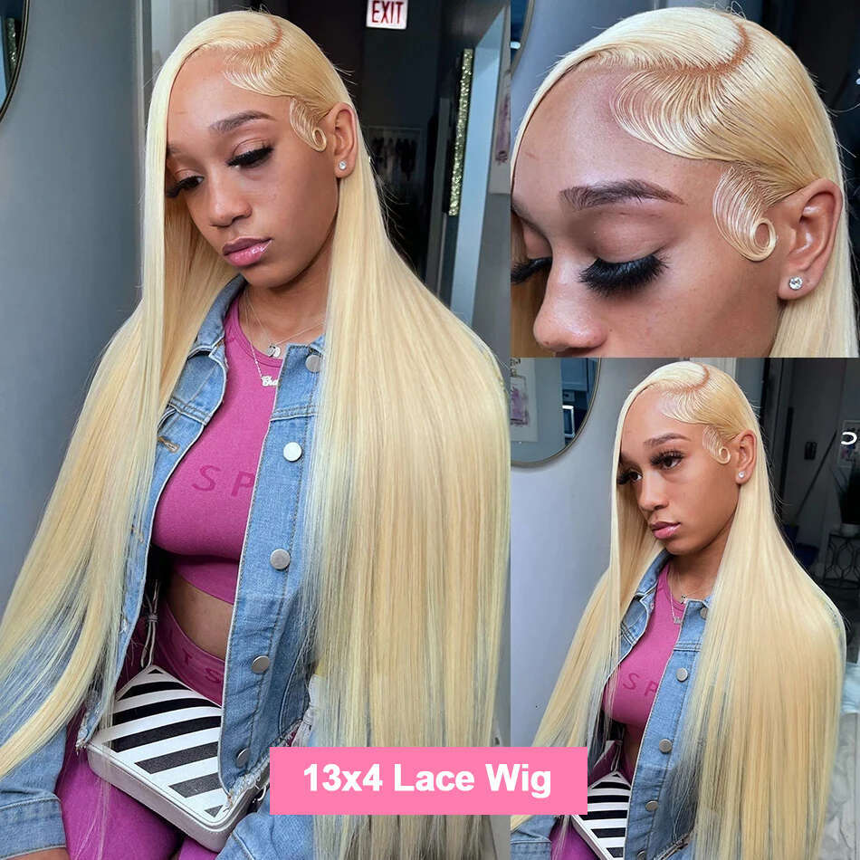 Blonde 613 Frontal 13X6 13X4 Transparent Hd Lace Front Wig 30 Inch Brazilian Bone Straight Colored Human Hair Wigs