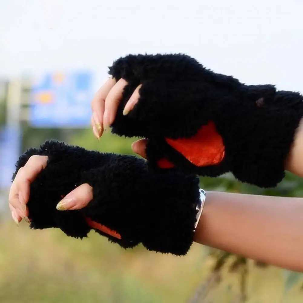 Anti slip Gs Classic Polyester Gs Comfortable Plush Cat P Cl Gs Suitable for Women Cute Winter Cat Gloves Warm W241026