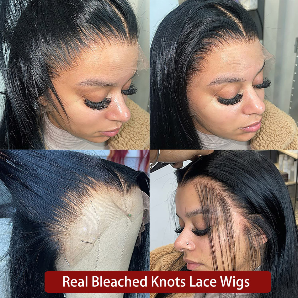 Real Bleached Knots 13x4 Lace Frontal for Women Brazilian Straight Human Hair Wigs