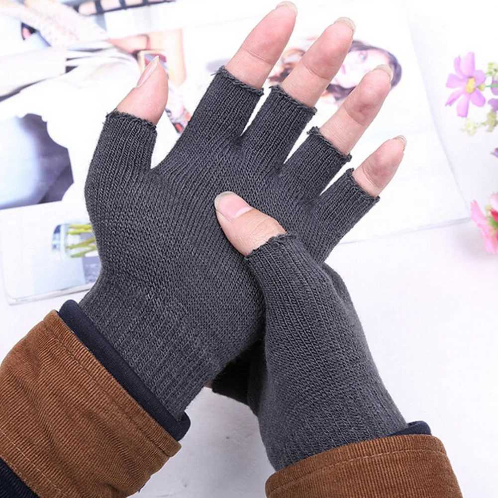 Autumn and Winter Knitted Mens and Womens Gs Solid Color Convenient Hot Finger Neutral Cycling Writing Driving Work G W241026