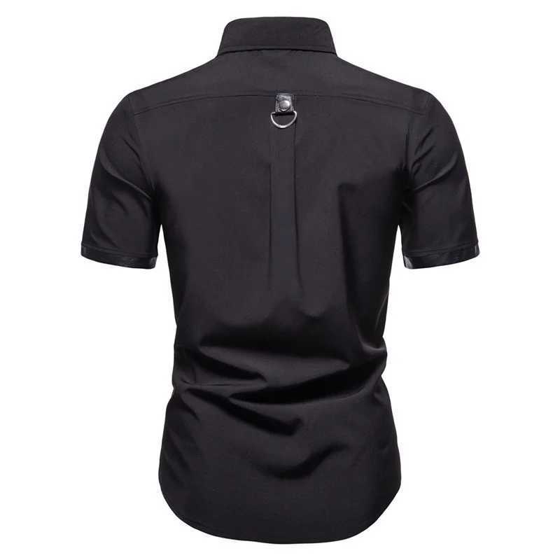 Wxw4754 Spring/Summer Black Short Sleeve Shirt Mens Gothic Hardcover Shirt Mens Ultra Thin Punk Rivet Mens Shirt W241026