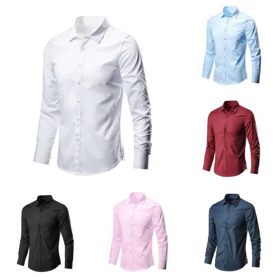 Mens Classic Formal Shirt Long Slip Anti Wrinkle Button Business Dress M L XL 2XL 3XL 4XL W241026