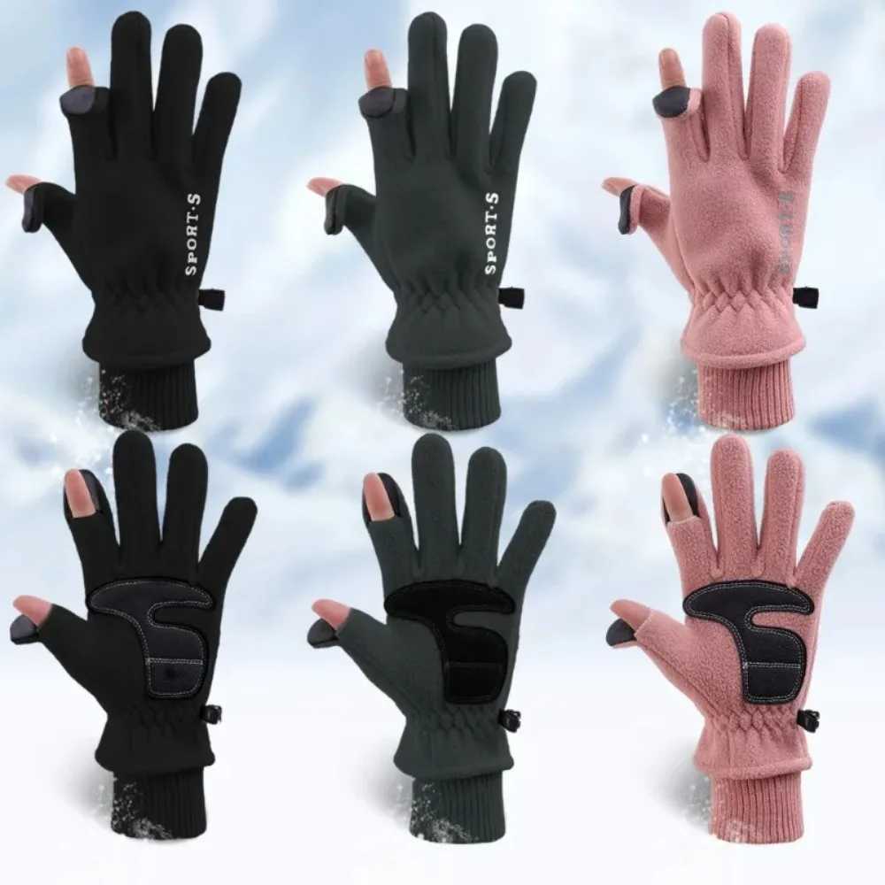 Hot wool winter Gs mens touch screen bicycle cold resistant and windproof bicycle thick and warm outdoor skiing gloves W241026