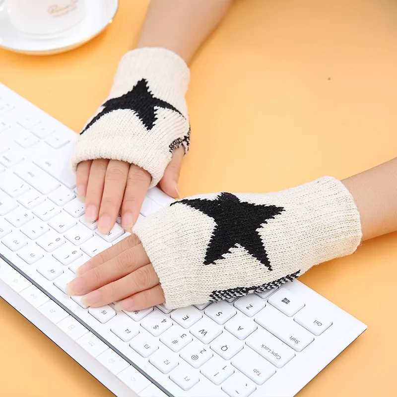 Y2K Fashion Star Knitted Fingers Winter Gs Soft and Warm Wool Knitted Arms Flexible Hands Gs Warm Hands W241026