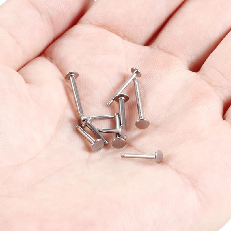 10Pcs/lot Steel Labret Bar Parts Screw Thread Head Dimple Rings Post Barbells Ear Tragus Lip Piercing Earring Stud Body Jewelry