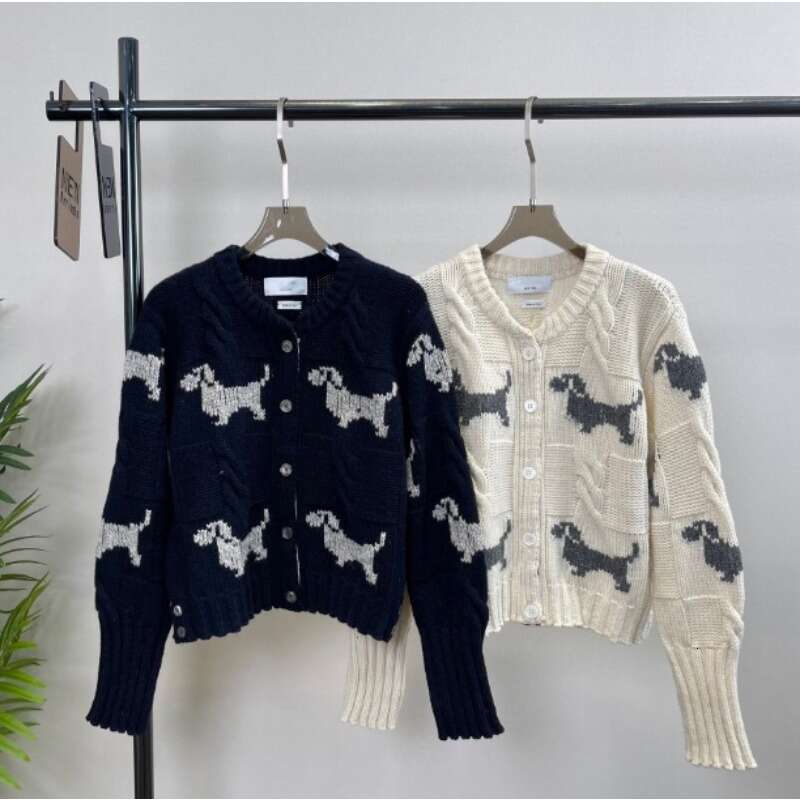 2024 Autumn/Winter Sweater Women New Dog Inlaid Wool Coat Fashion Designer Knitted Cardigan For Women