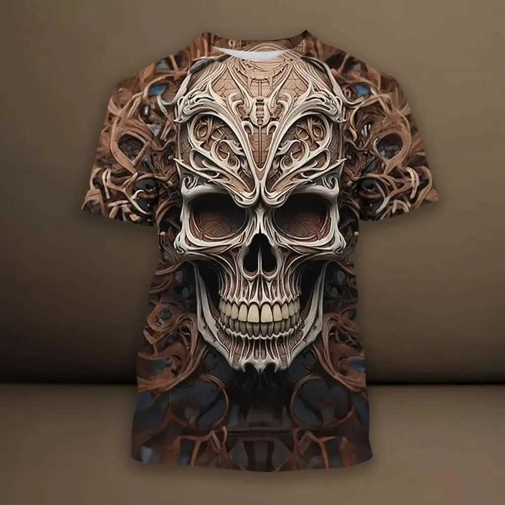 New Summer Mens Skeleton 3D Printed Top Casual Day Top Strt Fashion T-shirt Large Quick Drying Loose Short Sleeve 5xl W241026