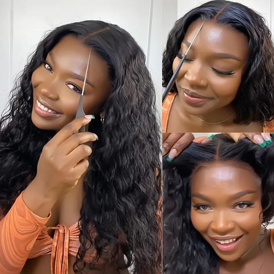Glueless Wig 30 32Inch Deep Human Hair 200% Pre-Cut 5x5 6x4 Transparent Lace Closure Wigs Curly Water Wave