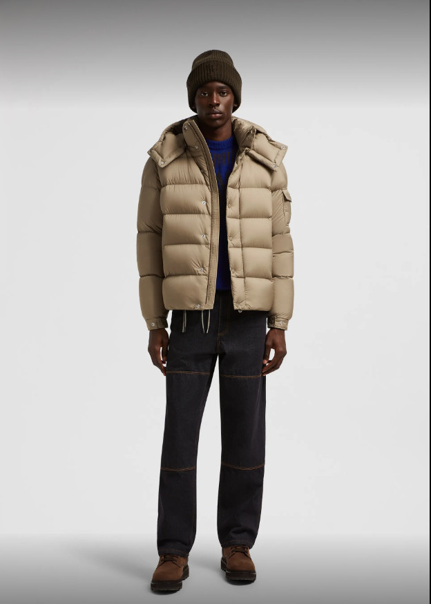 2024 Autumn Winter Men's White Duck Down Parkas Jackets Single-Breasted Striped Hooded Man's Slim Short Coats MKMS24001