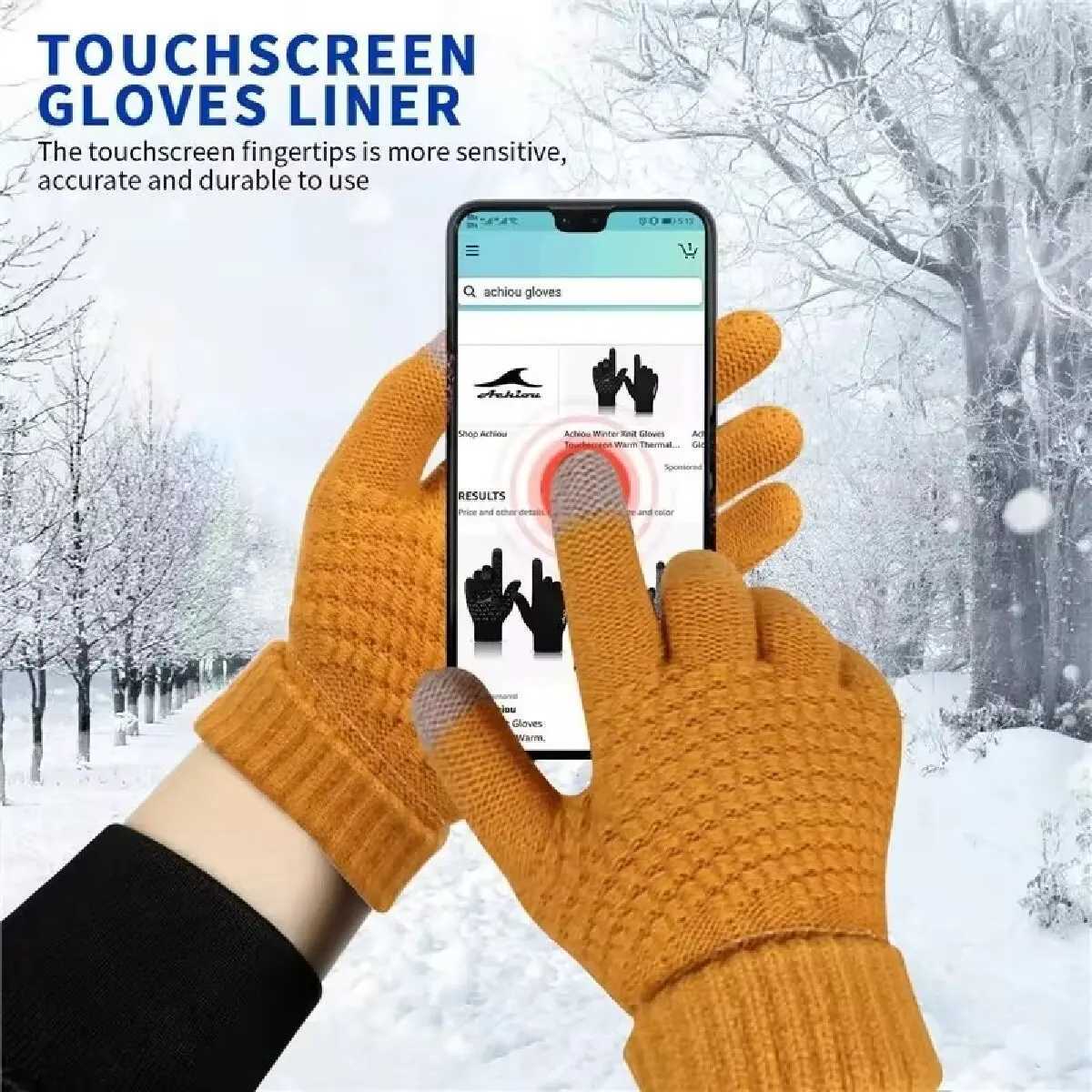 Womens Warm Winter Touchscreen Gs Elastic Classic Knitted Gloves Full Finger Outdoor Bicycle Driving G W241026