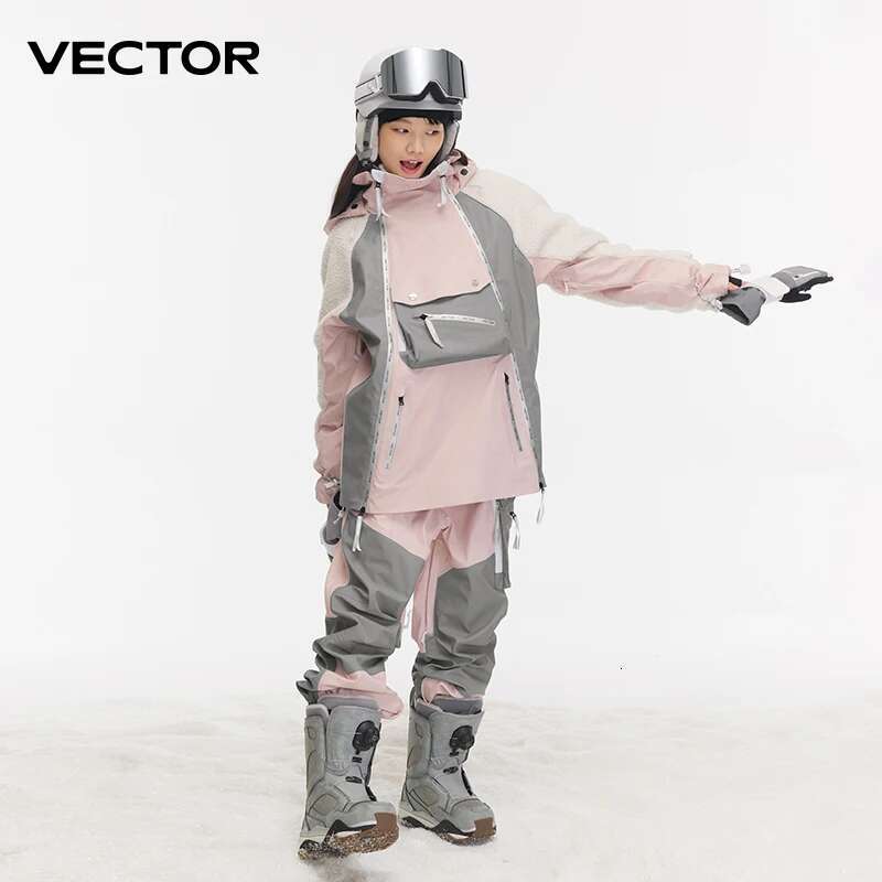 VECTOR 3L Double Zipper Suit Set Man Winter Jackets And Pants Warm Waterproof Women Outdoor Ski Bike Camping