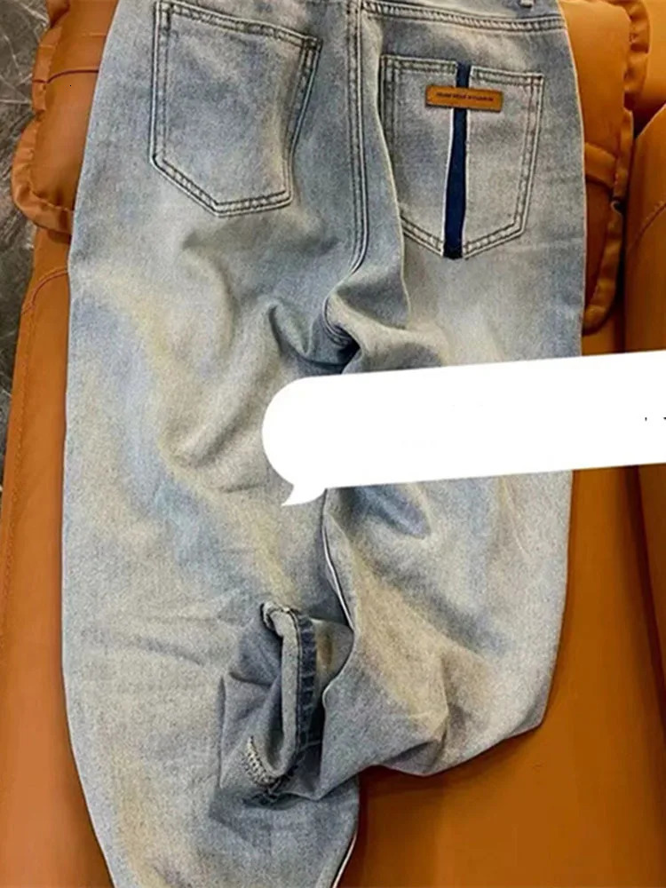 Vintage Ripped Jean Summer Holes Tassel Denim Pants Light Blue Trousers Female Wide Leg High Waist Straight Jeans 4XL 241025