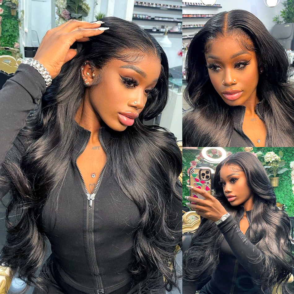38 40Inch Body Wave Front for Women Human Hair 13x4 HD Transparent Lace Frontal Wigs PrePlucked Wet Wavy