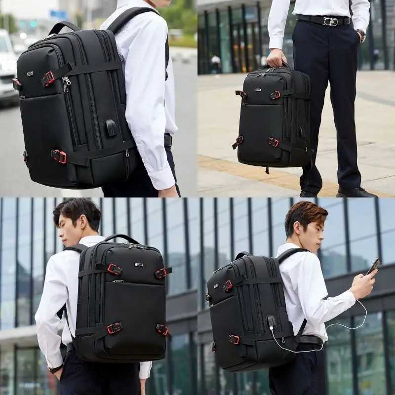 WIERSOON 45L Male Expandable Large Capacity Traveling Backpack for 17 inch Laptop Mens Backpack Approved Weekender BagXJ241026