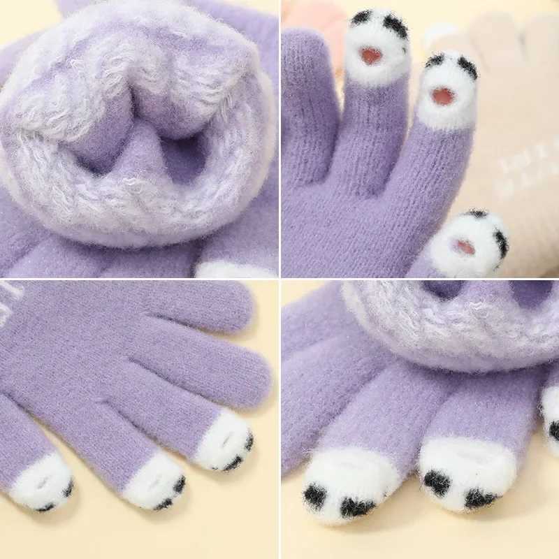 Open Finger Gs Winter Warm Open Finger Gs Female Cute Panda Finger Touchscreen Gs Warm Outdoor Knitted Gs W241026