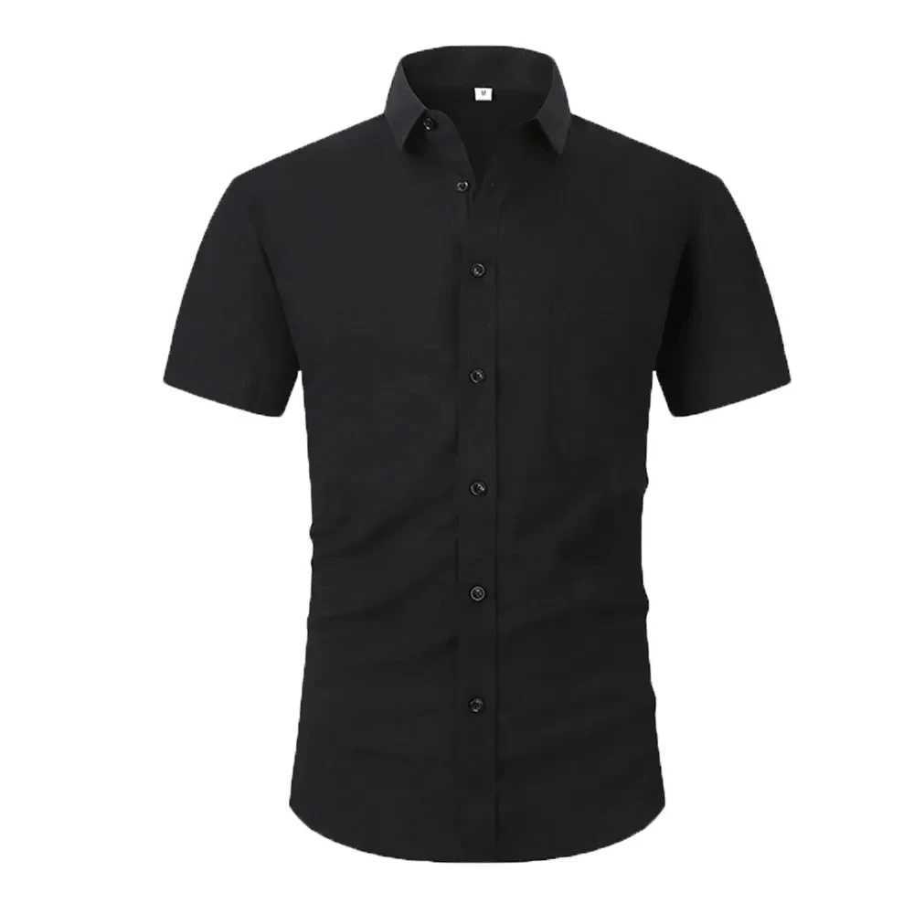 Cotton thread hot selling mens short sleeved summer solid color lapel casual beach style plus size W241026
