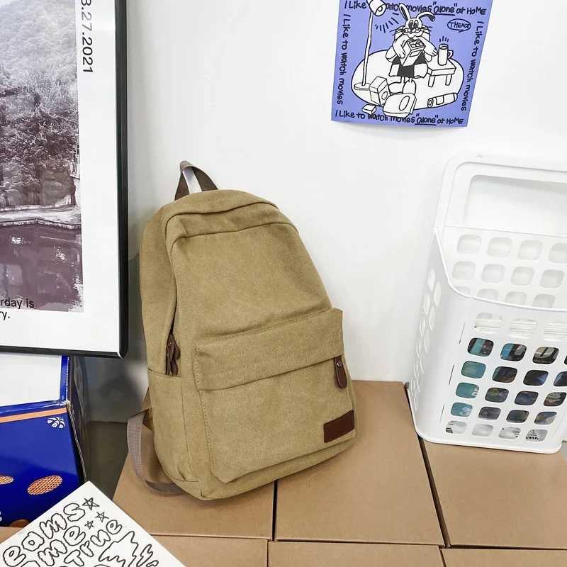 Solid Black Canvas Backpacks 100% Cotton Leisure Or Travel Bags Unisex Large Capacity Packages Fashion Simple School Bags bolsaXJ241026
