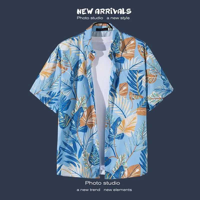Retro floral short slip shirt mens trend personalized version cool five point slip summer haiyi clothing trend W241026