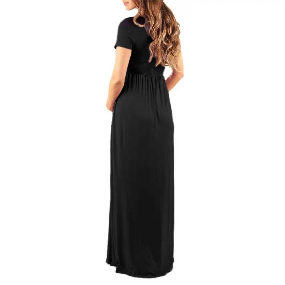 New plus size maternity dress womens V-neck short sleeved maternity dress W241026
