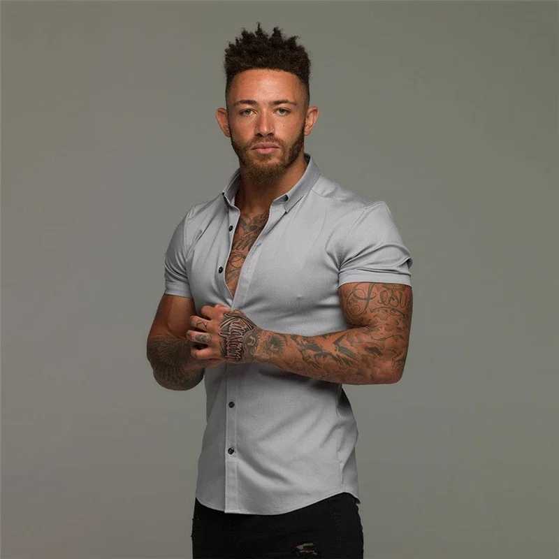 Mens Fashion Dress Summer Classic Slimming Button Short Slip Shirt Mens Casual Business Mens Hippie Social Shirt W241026