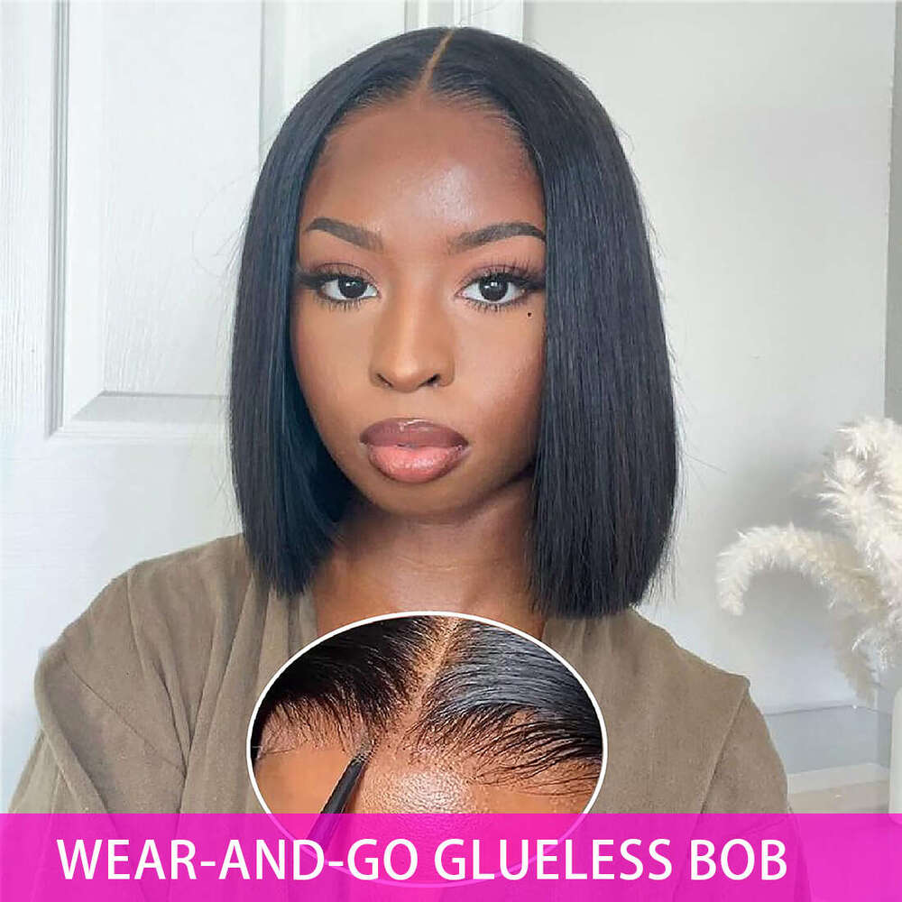 Wear And Go Glueless Plucked Pre Cut Upgrade 6X4 Lace Closure Wigs Human Hair For Beginners Straight Bob