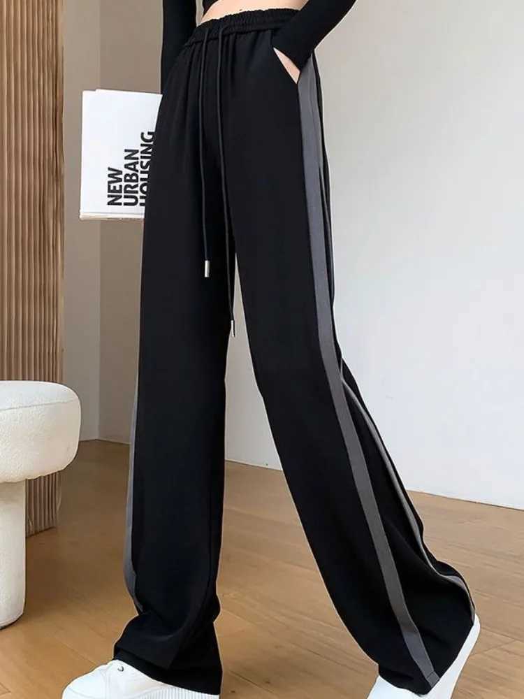 Fashionable simple womens striped straight casual loose comfortable sporty gentle Korean style empire in summer M241111