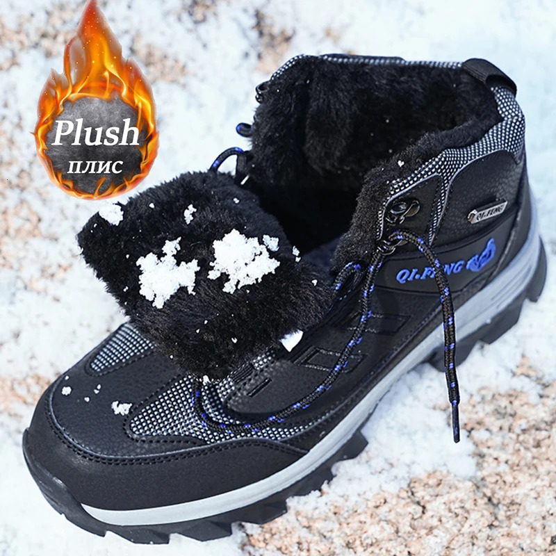 Men Winter Snow Waterproof Sneakers Plush Warm High Top Mens Boots Outdoor New Male Hiking Boot Shoe Size 39-47 241025