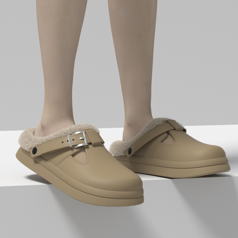 Cozy Winter Slippers: Veet Cotton Baotou Slippers with EVA Soles for Women 94b7