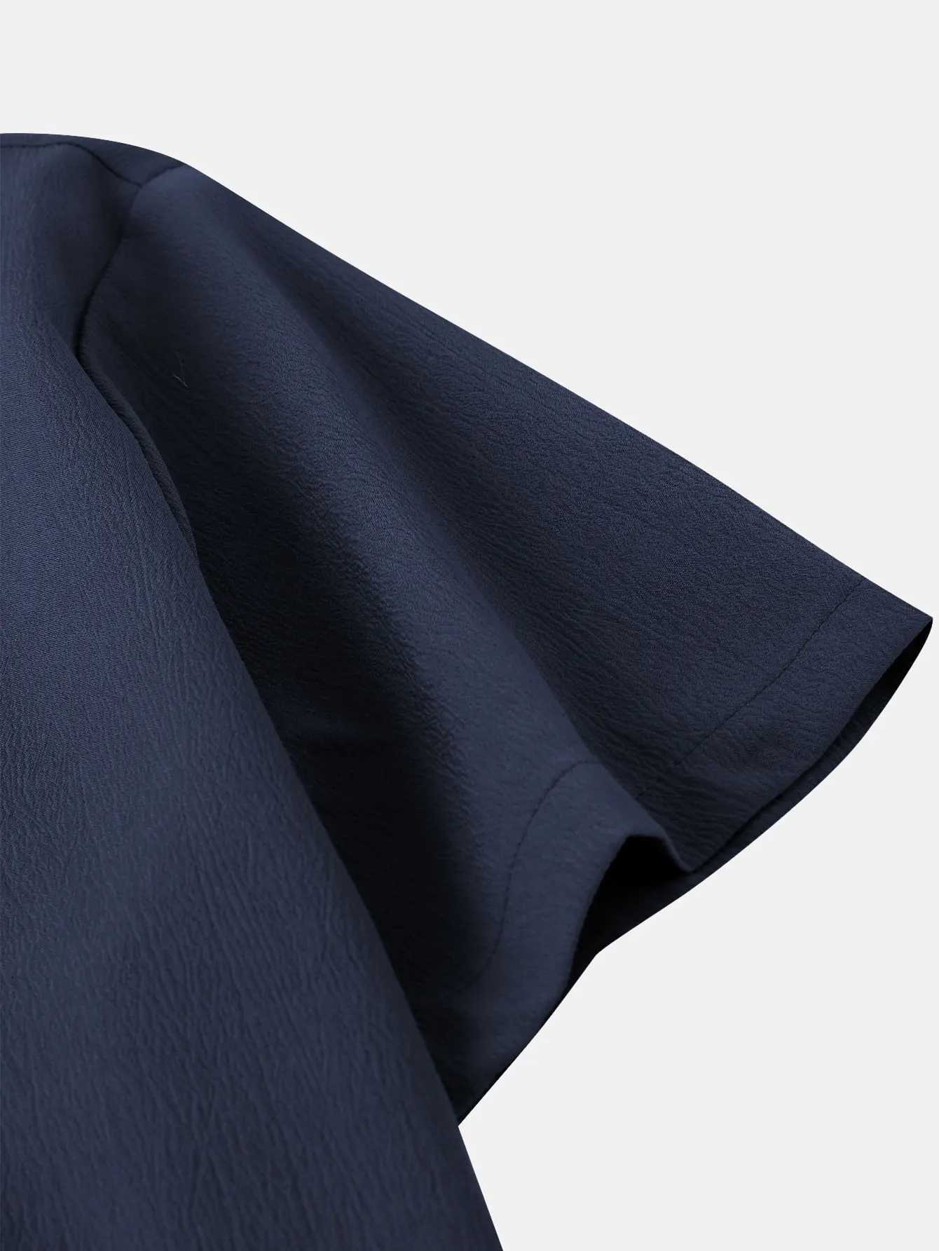Casual solid color mens short neck shirt summer outdoor mens button up shirt mens gift W241026