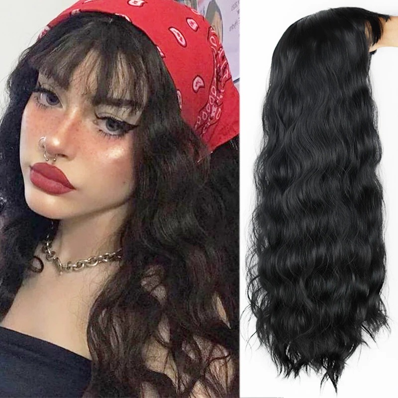 Hot selling wigs for women long curly hair corn perm synthetic fiber wigs human hair
