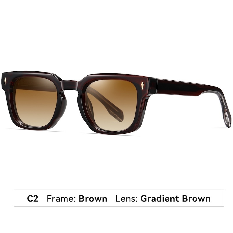 Square Polarized Sunglasses Men Luxury Brand Designer Sun Glasses Women Retro TR90 Vintage Driving Fishing Punk Clear Gradient Shades fashion Rivets S