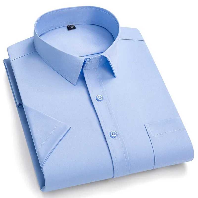 2024 summer new mens shirt wrinkle free business casual solid color elastic shorts Slves work social W241026